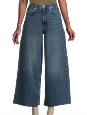 rag & bone Serena High-Rise Raw Hem Wide Leg Crop Jeans
